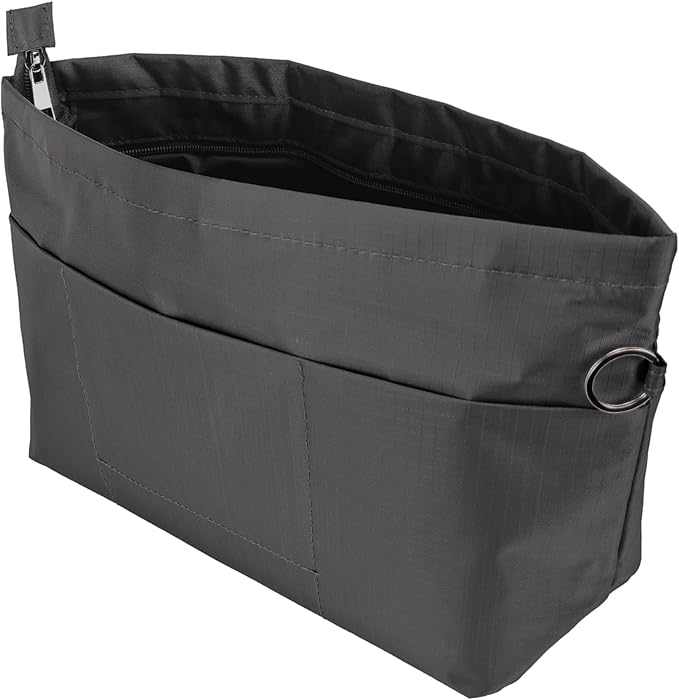 Time Wing Handbag Tote Purse Organizer Insert Bag Liner Shaper Divider Zipper 11 Pockets Compartments X Large Dark Grey