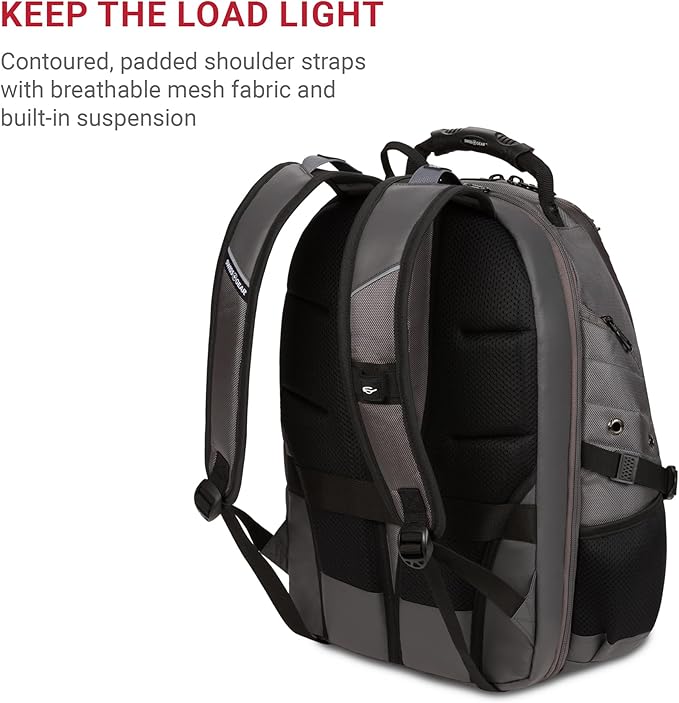 SWISSGEAR 1900 ScanSmart TSA Laptop Backpack Fits 17 Inch Laptop with RFID Protection and Tablet Pocket, Sting Grey Ballistic, 19-Inch