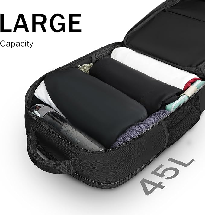MATEIN Extra Large 45L Travel Laptop Backpack, Airline Approved Carry on Backpack with Shoe Compartment, Water Resistant Luggage College Overnight Weekender Travel Bag Fit 18" Laptop, Black