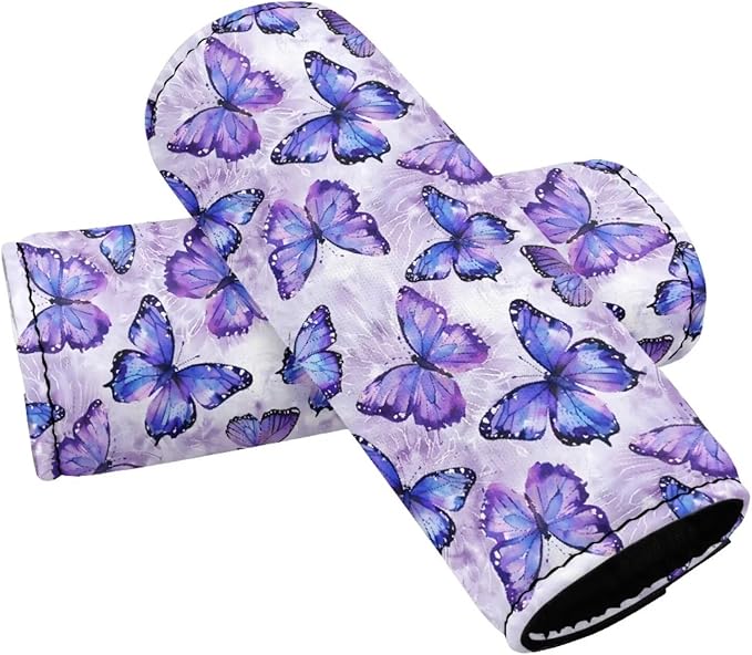 BIGCARJOB Butterfly Theme Luggage Tags for Suitcases,Set of 2 Pcs Luggage Handle Cover Suitcase Tags Identifiers Luggage Handle Wrap Luggage Tag Identifiers Marker Travel Accessories