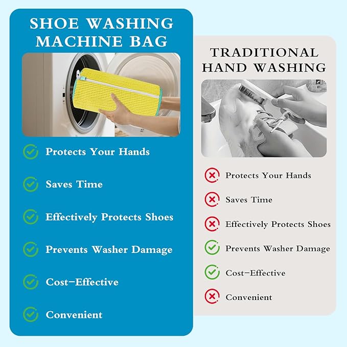 shoe washing machine bag, Laundry Shoe Bag, Reusable Shoe Washing Bag, 360 ° Deep Cleaning,Suitable for All Shoe Types, With Self-Locking Zipper, 2-pack (Yellow)