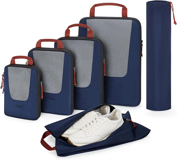 BAGSMART Compression Packing Cubes for Travel, 6/5/4set Lightweight Packing Organizers, Summer Travel Essentials Suitcase Organizer Bags Set