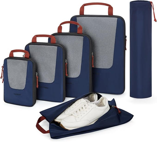 BAGSMART Compression Packing Cubes for Travel, 6/5/4set Lightweight Packing Organizers, Summer Travel Essentials Suitcase Organizer Bags Set
