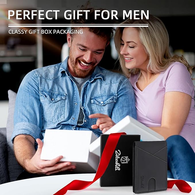 Zitahli Bifold Wallets for Men - Slim RFID Leather Credit Card Holder for 6-11 Cards, Minimalist Thin Wallet with ID Window & Cash Slot,Front Pockt Carteras Para Hombres, Birthday Gifts for Men | Slim, RFID Blocking, Premium, Front Pocket, Gift Box, Le...