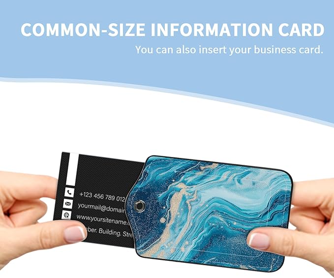 2 Pcs Luggage Tag for Suitcases, Marble PU Leather Suitcase Tag Privacy Cover Name ID Label with Metal Loop, Personalized Baggage Identifier for Women Cruise Bag Travel Essentials
