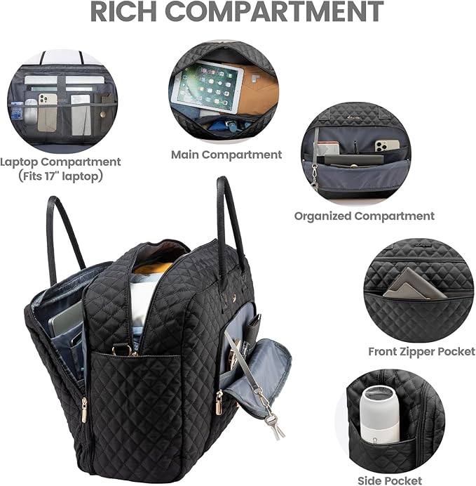 LOVEVOOK Travel Duffle Bag - Women's Weekender Carry On Overnight Laptop & Gym Bag With Toiletry/Shoe Pocket, Hospital Labor Bag
