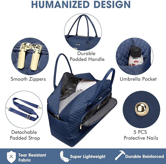 Large Women's Travel Duffel, Weekender with Shoe Compartment, Carry On Overnight Bag, Gym Duffel with Wet Pocket, Hospital Bags for Labor and Delivery - 3 PCS Set