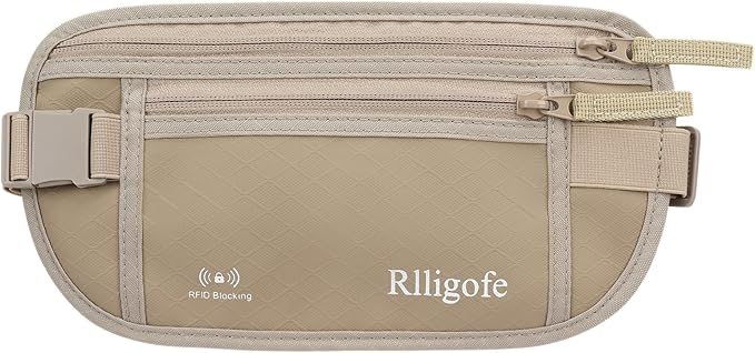 Money Belt for Travel Women and Men Hidden - Slim RFID Blocking Travel Wallet with Secure Anti-Theft Pouch, Passport Holder for Passport, Credit Cards, Cash Under Clothes