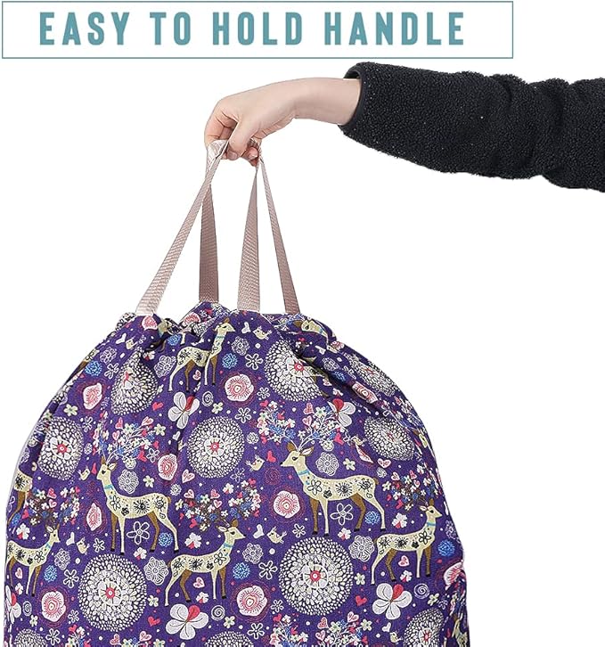 Sanlykate Extra Large Laundry Bag with Drawstring Closure and Handle, 28 x 40 Inch Heavy Duty Travel Dirty Clothes Bag for Laundromat and Household, Purple Deer