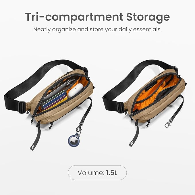 tomtoc 1.5L Sling Bag with RFID Blocking, Crossbody Bag Minimalist Chest Shoulder Pack for Men and Women, Water-resistant Lightweight Carry Casual Daypack for Travel, Daily Use