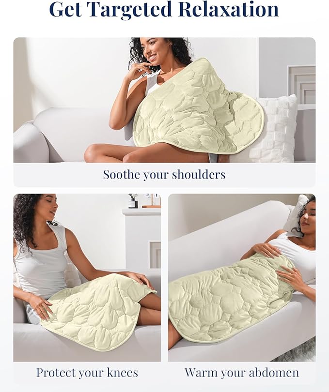 Kivik Weighted Lap Blanket for Adults, 7lbs Weight Pad, Heavy Small Blankets Throw, Travel Portable Pads, Warm Gifts for Bed Couch Sleep & Body Relax, Machine Washable, 7 Pounds, 24''x29'', Beige