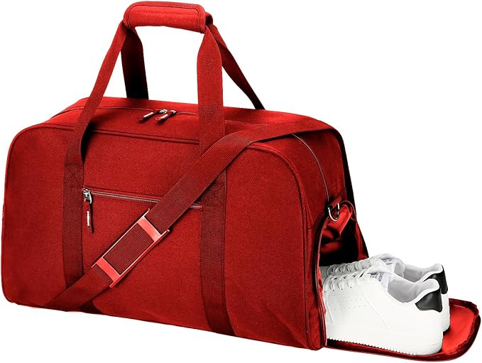 Searock 21 Inch Gym Bag with Shoe Compartment, Sports Duffle Bag for Travel, Carry On Duffel Bag, Weekender Overnight Bags for Men and Women Traveling, Red