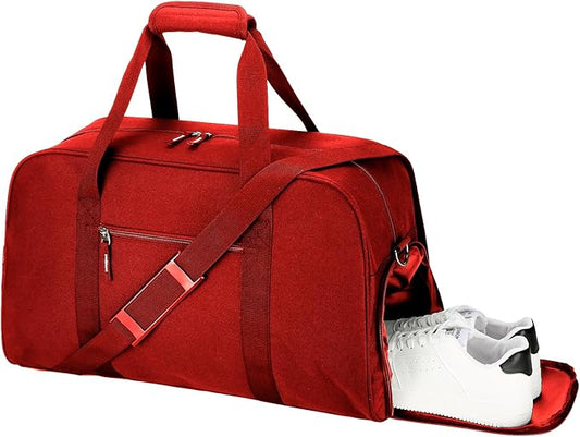 Searock 21 Inch Gym Bag with Shoe Compartment, Sports Duffle Bag for Travel, Carry On Duffel Bag, Weekender Overnight Bags for Men and Women Traveling, Red