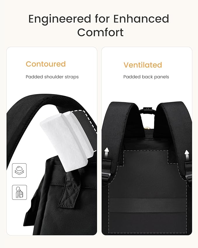 LOVEVOOK Laptop Backpack for Women with Giant Tumbler Holder Pocket,17 inch Waterproof Travel Backpack Purse Computer Laptop Bag,Professional Work College Nurse Teacher Backpack Casual Daypack,Black
