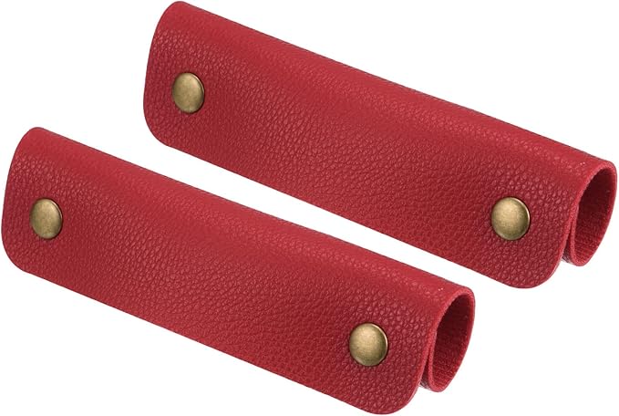 PATIKIL Luggage Handle Wrap, 2 Pack PU Handbag Grip Cover Protector Identifier with Clasp for Suitcase Grocery Shopping Bag, Red