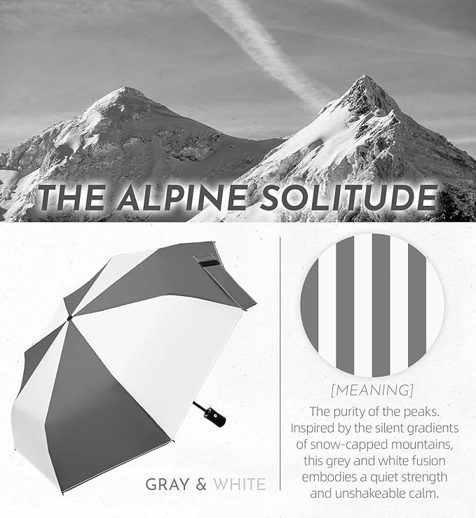 Windproof Travel Umbrella for Rain - 43" Auto Open Close 8-Rib Compact, Stylish Two-Tone Color Block Design, Easy-Close Folding Portable Parasol for Men & Women