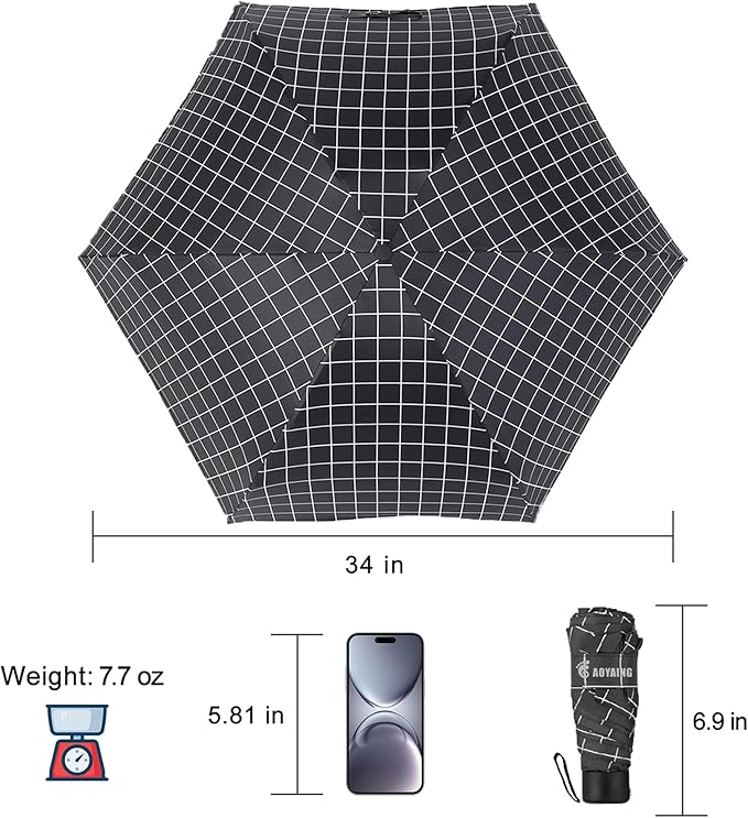 GAOYAING Compact Travel Umbrella with Case Sun&Rain Lightweight Small and Compact Suit for Pocket