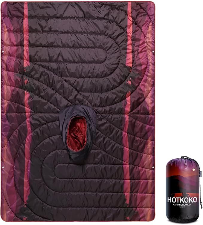 Camping Blanket,Hoodie Blankets Poncho Outdoor Waterproof Windproof Warm Durable & Portable for Stadium, Concerts, Car,Travel, Beach, Picnic, Grass,75 * 57 inch