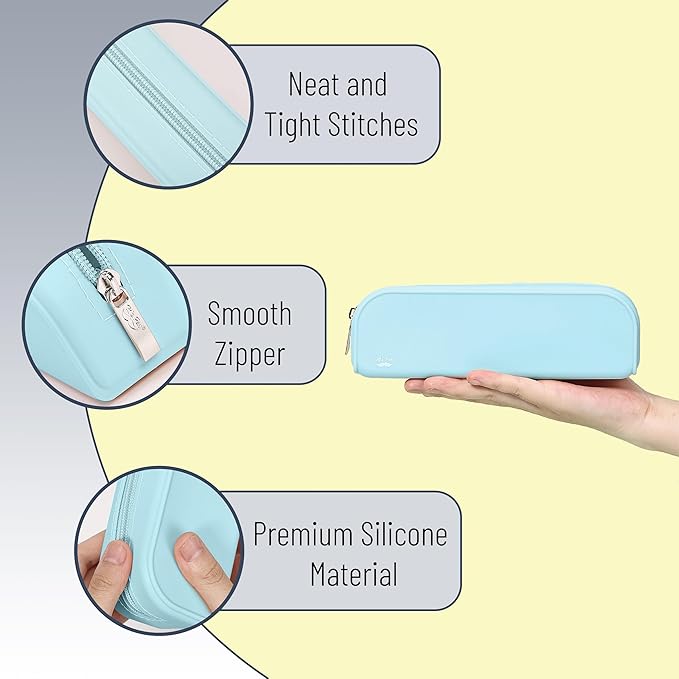 Mr. Pen- Silicone Pencil Case, Light Blue Pencil Pouch Aesthetic, Pencil Bag, Makeup Pouch