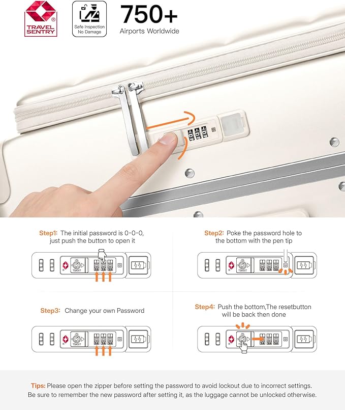 20IN Carry On Luggage,Top Opening Aluminum Frame Hardside 100% PC Airline Approved Suitcase -with TSA Lock,Cup Holder,USB Charge,Side Pothook, 360°Spinner Wheels-Milky White