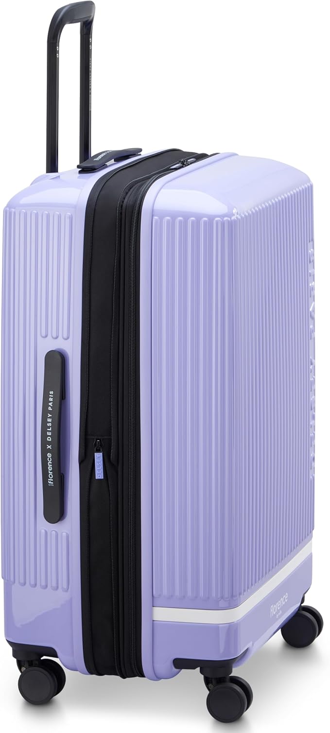 florence by mills Spin Me Away Hardside Expandable Luggage with Spinner Wheels, Lavender, Checked-Medium 24 Inch