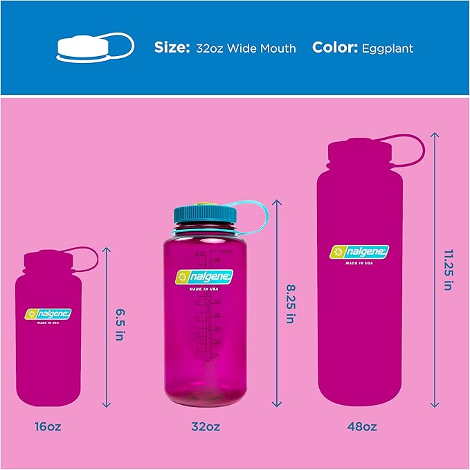 Nalgene 32 oz Wide Mouth Water Bottle | BPA-Free, Durable & Leak Proof, Lightweight Bottle for Hiking & Gym, Work & Travel