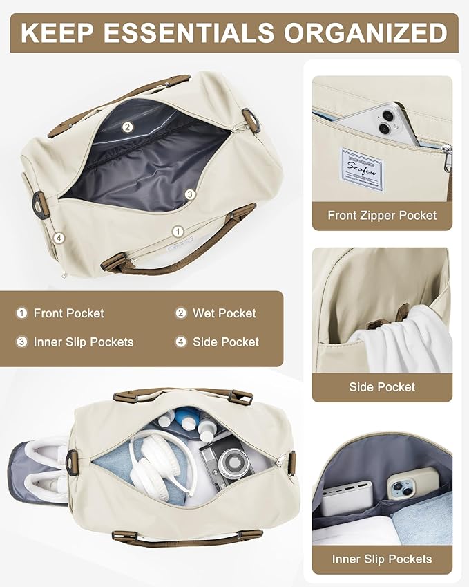 Gym Bag Womens,Travel Duffel Carry on Bag Sport Tote Bag Weekend Overnight Bag