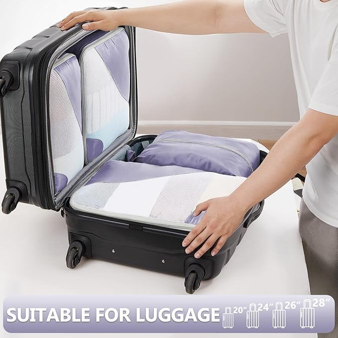 8 Set Packing Cubes for Travel, Gifts for Women Mom,Anti-Tearing Suitcase Organizer for Luggage with Shoe & Hanging Toiletry Bag,OlarHike Vacation Essentials & Accessories for Cruise Ship