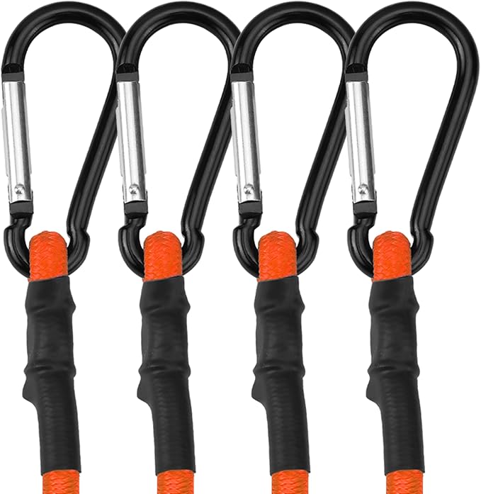 WORKPRO 24 Inch Bungee Cords with Hooks, 4 Pack Superior Rubber Heavy Duty Bungee Straps Strong Elastic Rope for Outdoor Tent, Luggage Rack, Camping, Cargo, RV, Bike, Transporting, Storage, Orange