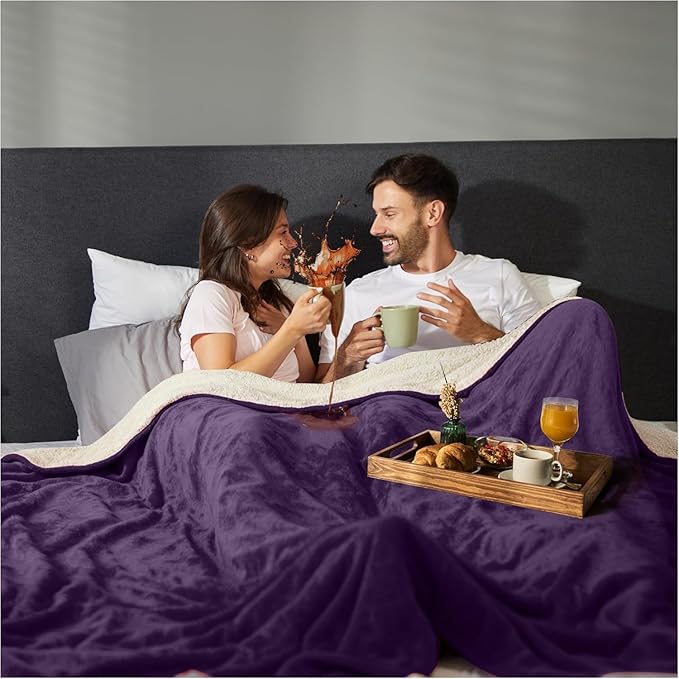 Sacred Weapon Waterproof Blanket for Bed – Mini Sherpa & Fleece Throw – Waterproof Blanket for Couch Cover & Mattress Protector, Absorbent, Washable, Spill Proof – Travel Blankets (Purple, 40x45)