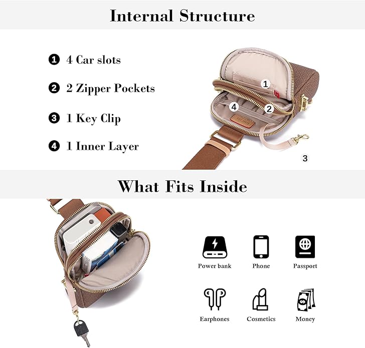 INICAT Anti Theft Crossbody Bag for Women, Small RFID Blocking Sling Purse with Zipper Lock for Travel, Vegan Leather