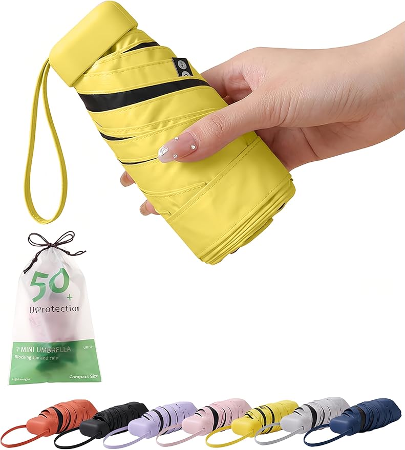 BAODINI Mini Travel Umbrella Small Compact UV Blocking Manual Open Close Portable Sun Protection for Women Kids and Men