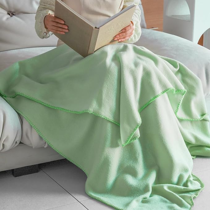 CAI TENG Fleece Throw Blankets 6 Pack Lightweight Warm Soft Cozy Kids Blanket Pet-Friendly Bulk Fleece Blanket Solid for Home, Bed, Sofa, Dorm, Office, Gifts, Outdoor Sage Green 50 x 60 inch