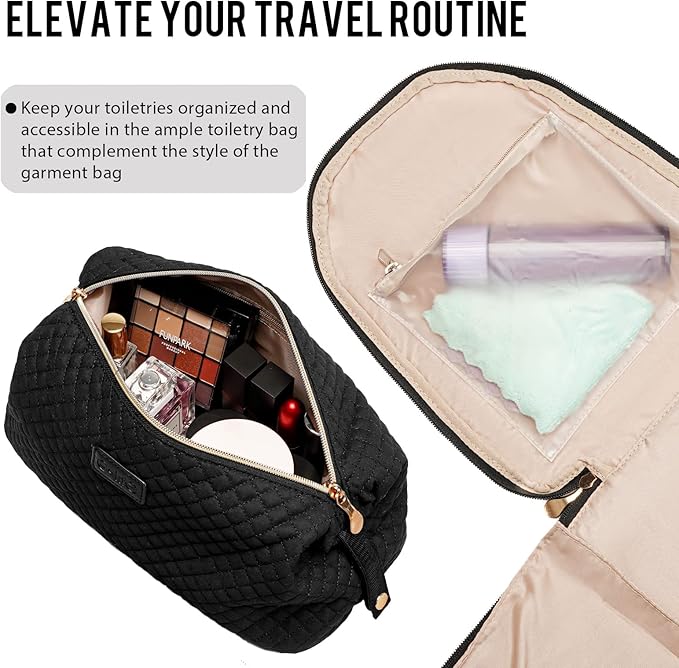 Coolife Garment Bag Carry On Convertible Travel Duffel Bag with Shoe Pouch Weekender Bag for Women Men 2 in 1 Hanging Suit Bag with Shoulder Strap Business Travel Bag (Black, Standard)
