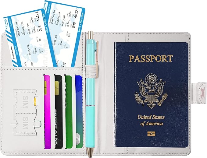 Passport Holder, Travel Wallet Cover with Pen Loop | Cute RFID Blocking Leather Case with Magnetic Closure for Travel Essentials-flower