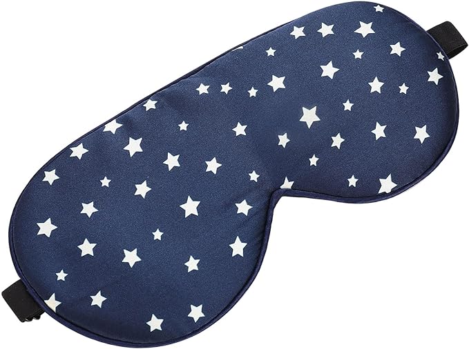 ALASKA BEAR Natural Silk Sleep Mask, Super Smooth Eye Mask (Blue Stars)
