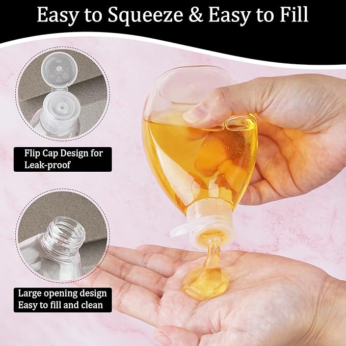 Travel Shampoo and Conditioner Bottles 6.9oz 5 Pack Leak Proof Plastic Squeeze Bottles with Flip Cap Refillable Toiletry Bottle Empty Containers for Shampoo Conditioner Body Wash(Clear)