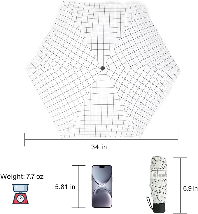 GAOYAING Compact Travel Umbrella with Case Sun&Rain Lightweight Small and Compact Suit for Pocket