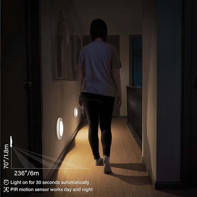ZAGO LED 6" 120 Volts Closet Light Wired, PIR Motion Sensor Ceiling Disc Light, 15W, 1100 Lumens, CRI>80, 3000K Warm White for Closet, Laundry, Garage, Pantry, Wet Location, ETL, White, 2 Packs
