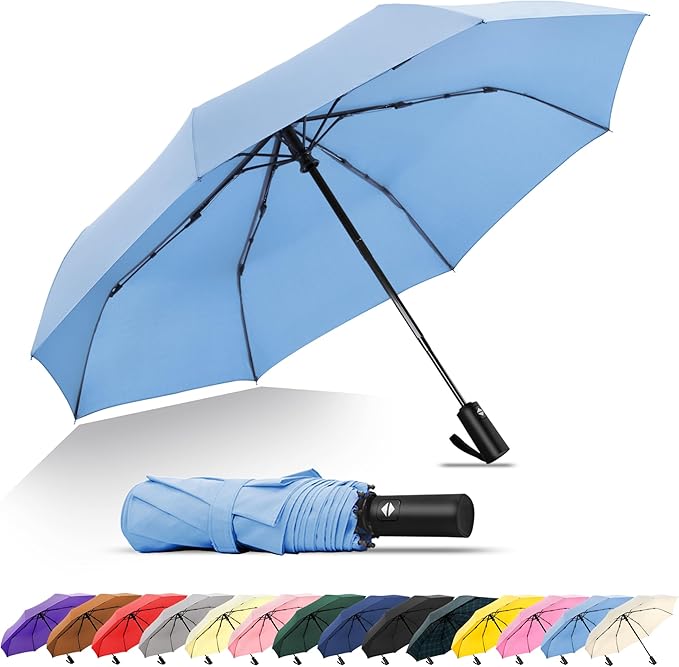 SoulRain Travel Umbrella - Compact Umbrella for Rain - Perfect Large Auto Folding Umbrella - Ideal Car umbrella, Small umbrella, and Travel Companion