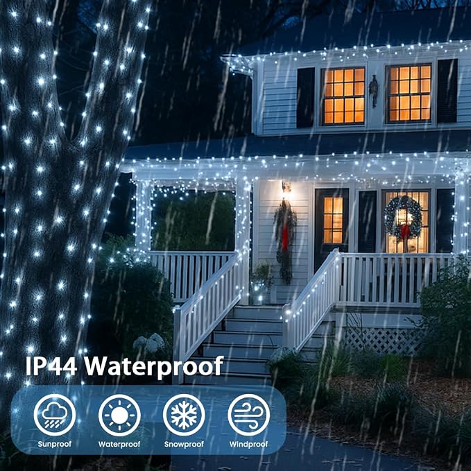 100 LED Connectable String Lights, 33FT Christmas Lights Outdoor Indoor | Cool White, 13 Modes, Timer, Clear Wire Waterproof Twinkle Fairy Lights Plug in for Bedroom Classroom Patio Xmas Tree Decor