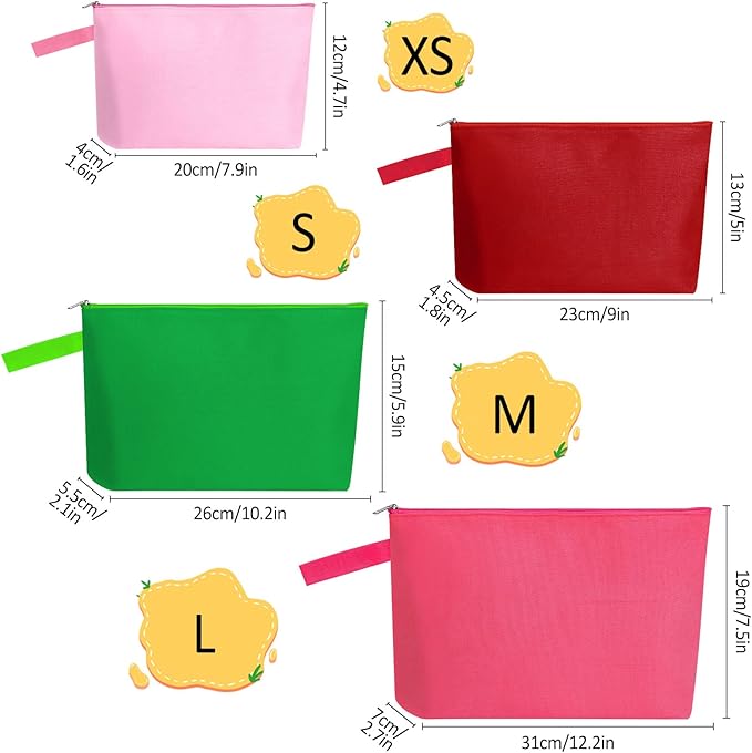 10 Pieces Cotton Canvas Makeup Bag with Bottom and Strap, Multi-Purpose Cosmetic Bag with Zipper Travel Toiletry Pouch, Blank DIY Craft Bag Pencil Bag (Multicolor 02, XS) (MN-WB07)