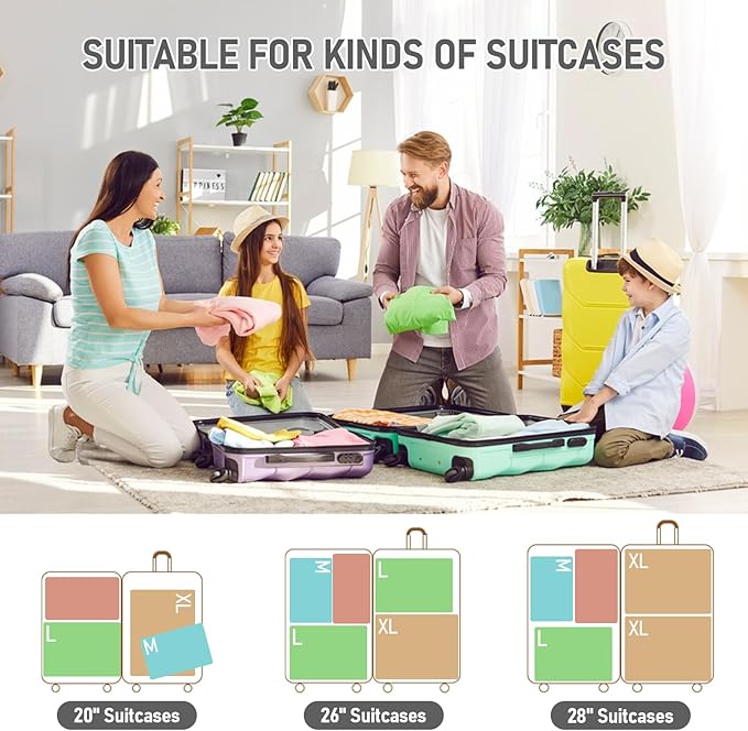 6 Set Compression Packing Cubes, Suitcase Organizer, Lightweight Travel Essentials, Compression Bags For Travel Accessories Luggage Storage Set (6Pcs, Gray)