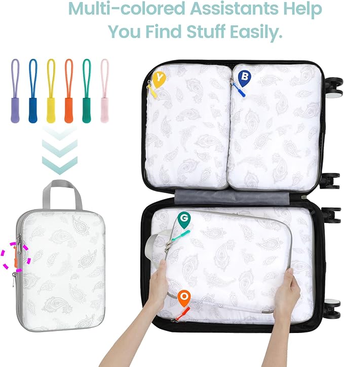 Cambond Compression Packing Cubes for Travel - Lightweight Expandable Travel Bags Luggage Organizers Travel Essentials Compression Cubes for Travel Space Saver for Carry on Suitcases Organizer