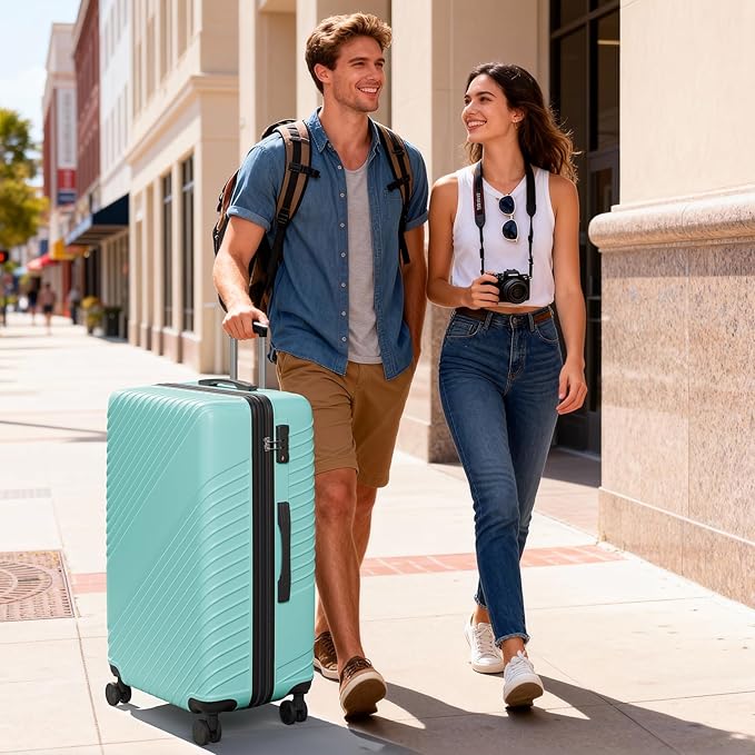 28 Inch Checked Luggage, ABS Hardside Suitcase with Spinner Wheels, TSA Security Lock, Lightweight Large Luggage for Women, Men, Expandable Travel Suitcase for Business, Road Trips & Family Vacations