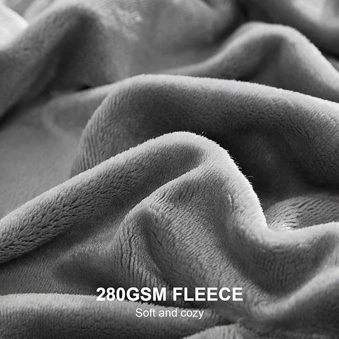 Hansleep Fleece Grey Full Blanket, Super Soft Flannel Fuzzy Plush Cozy Blanket for All Seasons, Grey, Full 84x90 Inches