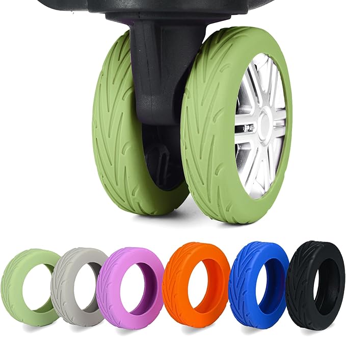 Upgrade Luggage Wheel Covers, 8pcs Suitcases Wheel Protector,Wear-Resistant, Anti-Noise, Silicone Protectors For 2-2.4"Luggage Spinner,Accessories for Travel(Green)