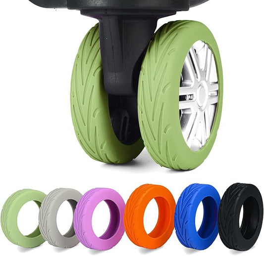 Upgrade Luggage Wheel Covers, 8pcs Suitcases Wheel Protector,Wear-Resistant, Anti-Noise, Silicone Protectors For 2-2.4"Luggage Spinner,Accessories for Travel(Green)