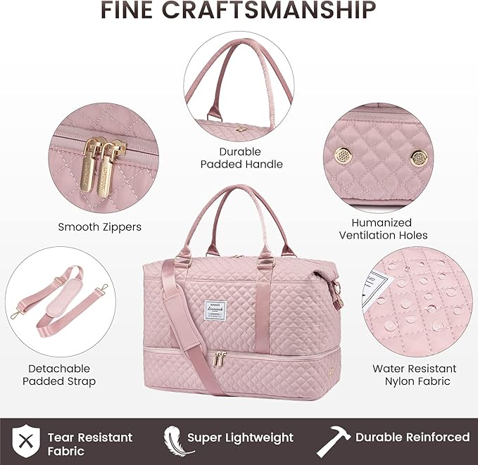 LOVEVOOK Travel Duffle Bag,Weekender Bags for Women with Shoe Compartment，Carry on Overnight Bag with Toiletry Bag,Gym Duffel Bag with Wet Pocket, Hospital Bags for Labor and Delivery
