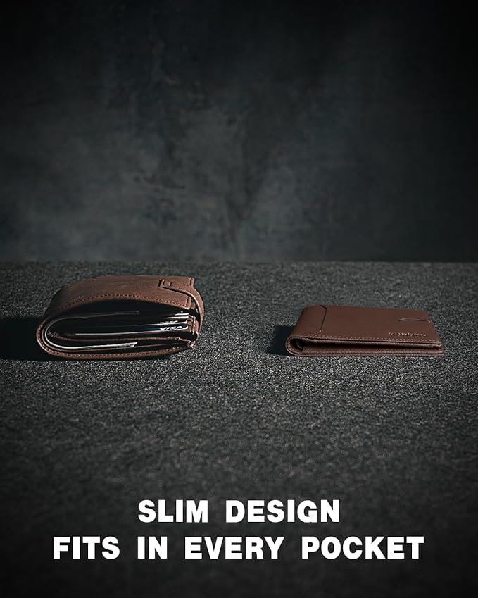 RUNBOX Wallet for Men Slim 11 Credit Card Holder Slots Leather RFID Blocking Small Thin Men's Wallet Bifold Minimalist Front Pocket Large Capacity Gift Box